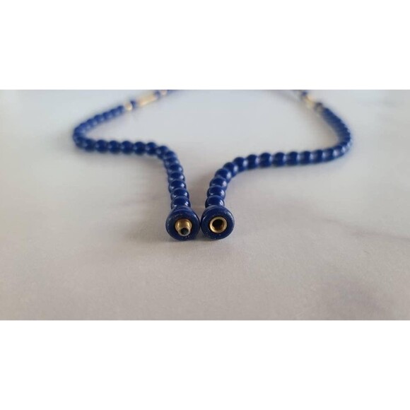 Vintage Blue and Gold Beaded Necklace - Picture 8 of 10